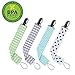 Pacifier Clip by Wsky - 4 Pack, Best Pacifier Holder-2-Sided Stylish Design, Perfect Baby Shower Gift