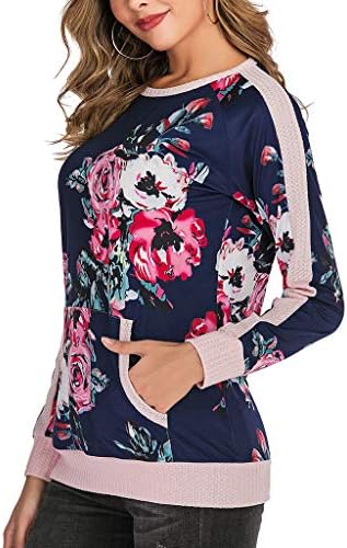 Iussurin Womens Long Sleeve T Shirts Leopard Dressy Tops Casual Pullover with Pocket