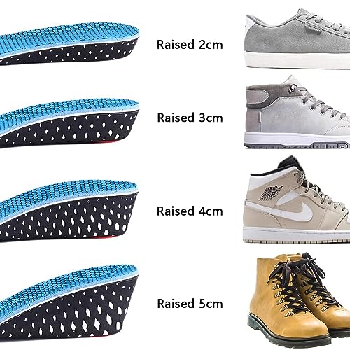 Insoles to increase height, non-slip cushioning breathable insole increase height increase shoe pads insoles (4 cm, Blue EU(36-44))