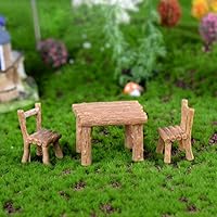 hwangli 3Pcs/Set Dollhouse Accessories Resin Table Chairs Miniatures Micro Landscape Decor