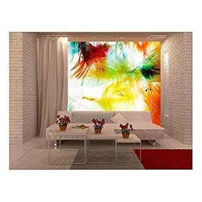 Colorful Feathers - Removable Wall Mural | Self-Adhesive Large Wallpaper - 66x96 inches