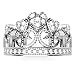 925 Sterling Silver Cubic Zirconia Princess Heart Crown Tiara CZ Band Ring