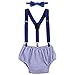 Cake Smash Baby Boy 1st Birthday Suspender Bottoms Bowtie Outfit Photo Props deep Blue Striped