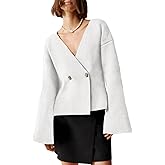 Saodimallsu Womens V Neck Cardigans Long Bell Sleeve Button Down Open Front Loose Knit Fall Sweater Blazer