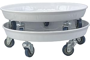 SKAFORZ Planter Caddy with Wheels Extra Large Heavy Duty Metal Plant Stand with Wheels Plant Dolly for Garden Plant Pot Flowerpot Tray for Indoor Outdoor 16 Inches White 2Pcs