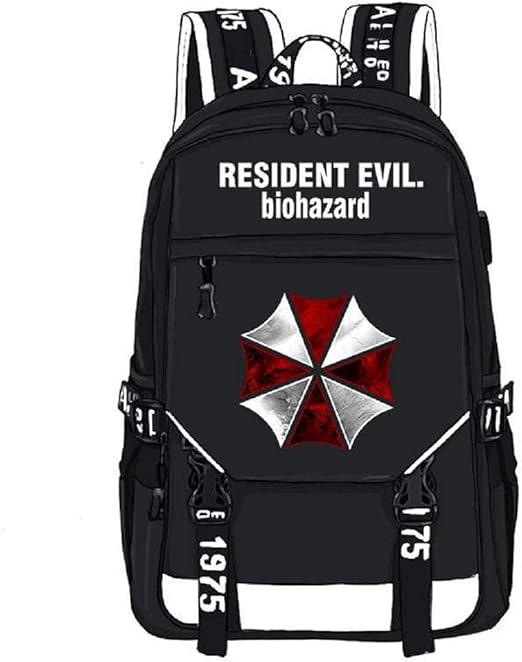 Resident Evil Backpack Bookbag Biohazard Cosplay Umbrella Corporation Print Deluxe Oxford