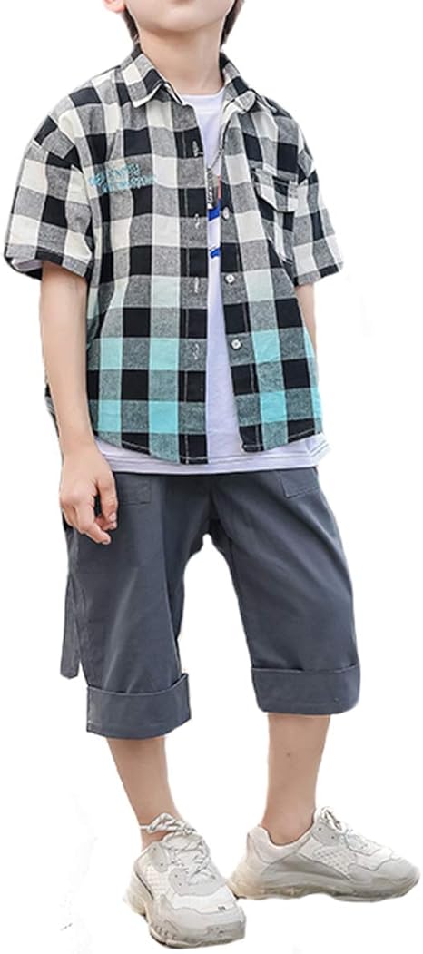 Amazon Ohimawari おひまわり 子供服 男の子 キッズ シャツ チェック 半袖 ネルシャツ ボタンダウン 薄手 夏服 ジュニア ボーイズ おしゃれ カジュアル シャツ 通販