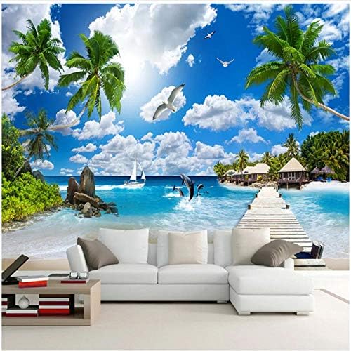 壁飾り壁画 モルディブ砂浜海景3d写真壁紙リビングルームソファテレビ背景家の