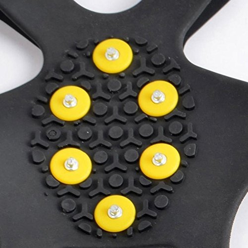 ink2055 Anti-Slip Crampon Snow Ice Climbing Spikes Gripper Cleats 10-Stud Shoes Cover - Black XL
