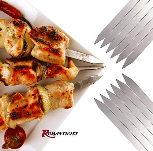 image for ROMANTICIST Flat Metal Barbecue Skewers - 16 Inch Stainless Steel Gril