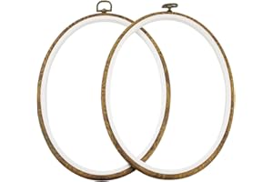 guofa 11'' Oval Embroidery Hoop for Cross Stitch, 2PCS Imitated Wood Pastic Hoops for Arts Hanging Decoration
