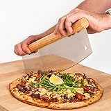 Lorrenzetti Stainless Steel Pizza Cutter With Wooden Handle. 14 Inch Rocker For Home or Commercial Use