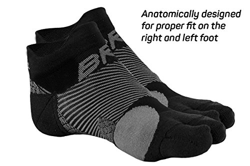 OS1st Bunion Relief Socks (One Pair) with split-toe design and bunion pad to relieve toe friction and bunion/Hallax Valgus pain (Black, Large)