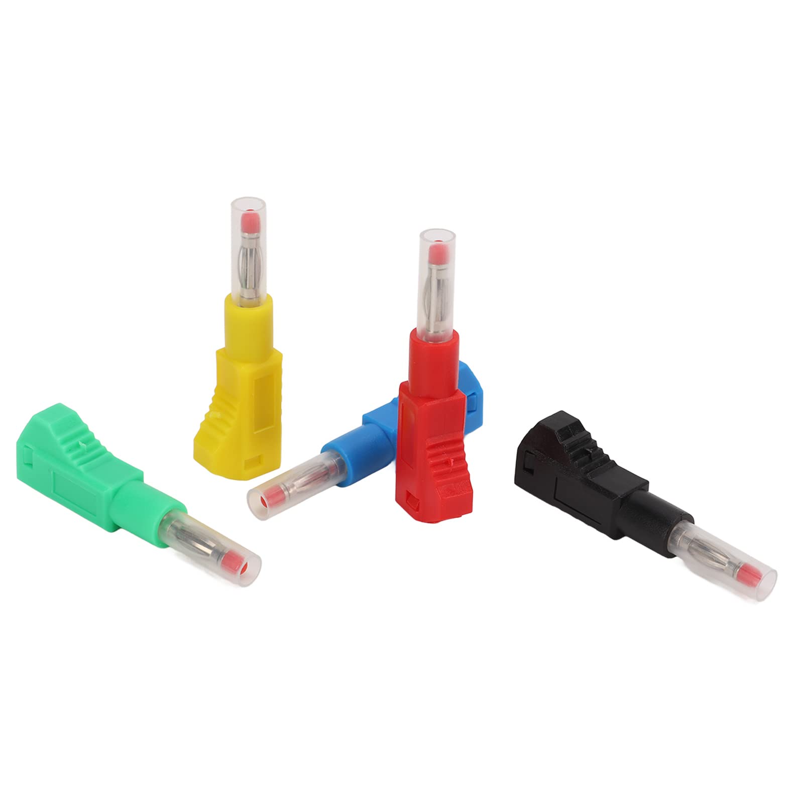 10Pcs 4mm Retractable Banana Plug, Insulated Stackable Banana Plug Weldable Test Leads Ends CAT II 600V 32A 5 Color Solder Banana Plug Connectors for 3C Digital Equipment