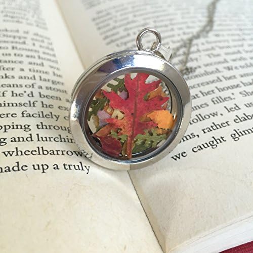 Maple Leaf Necklace, Floating Locket Charm, Glass Frame, Mori Girl, Real Leaf, Canada Souvenir, Forest, Woodland, Botanical, Canadian, Red, oak, fern, ginkgo biloba, woodland , Canadian