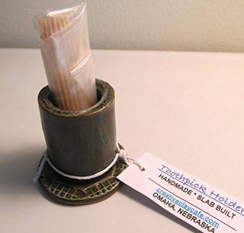 Toothpick Holder Handmade Slab Built Pottery