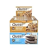 Quest Nutrition Protein Bar Chocolate Favorites (Cookies and Cream and Chocolate Chip Cookie Dough). Low Carb Meal Replacement Bar with Over 20 gram Protein. High Fiber, Gluten-Free (24 Count)