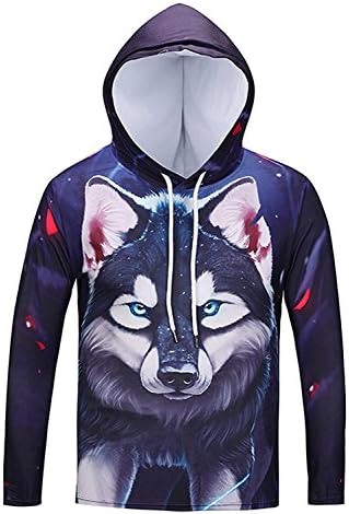 HEIHEIHA Realistic 3D Digital Husky Sweatshirt Printed Hoodie Hooded Pullovers HuskyXXX-Large