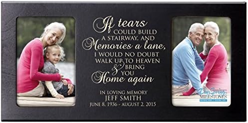 Personalized Memorial Sympathy Picture Frame, If Tears Could Build A Stairway and Memories A Lane, Custom Frame Holds Two 4x6 Photos, Made In USA by DaySpring Milestones (Black)