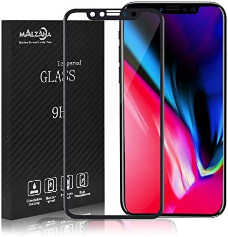 iPhone X Screen Protector,Malzaha Apple X Full Coverage,Tempered Glass Screen Protector,Film Edge to Edge Protection,iPhone x tempered glass.(Black-edge)