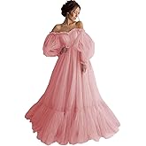 Puffy Sleeve Tulle Prom Dresses 2026 Long Lace Ball Gown Off Shoulder Formal Dresses for Women Evening Party