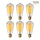 KINGSO Vintage Edison Bulbs 40W Squirrel Cage Filament Incandescent Antique Light Bulb for Home Light Fixtures E27 Base ST64 110V - 6 Pack