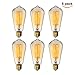 KINGSO Vintage Edison Bulbs 40W Squirrel Cage Filament Incandescent Antique Light Bulb for Home Light Fixtures E27 Base ST64 110V - 6 Pack
