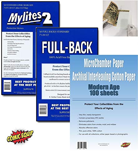 Bundle - 3 Items: 50 E. Gerber Full-Backs 'Standard' 42-Mil Backing Boards, 50 Mylites2 'Standard' 2-Mil Comic Mylars & 100 Sheets MicroChamber Archival Paper. The Ultimate Comic Archival Bundle. - Thumbnail 4