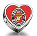 Character Marine Corps Heart Silver Plated Charms Bracelet Necklace Beads Waist Beads 6mm Hole Craft Metal Beads floating Charms for Women
