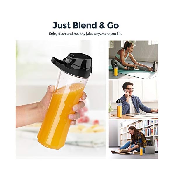 Hosome Blender, Smoothie Blender Multi-Speed, 6 Stainless Steel Blades, 3 BPA-Free Tritan Portable Bottles, Anti-Slip Base for Fruit, Vegetable, Smoothie, Juices, Baby Food, Ice Cube, Coffee Beans