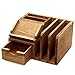 MyGift Rustic Brown Wood Desktop Organizer with Drawer, Mail Sorter, Sticky Note Pad Holder, Wooden Desk Storage Caddy for Office/Home