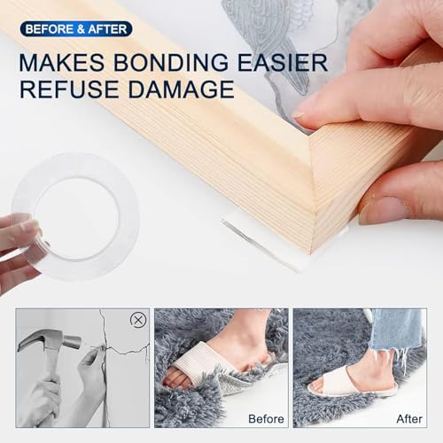 HULPPRE 5Meter Clear Nano Double-Sided Tape,Width 3cm,Heavy Duty, Washable&Reusable,Removable No Residue,Transparent Strong Sticky Adhesive tape for Picture Hanging,Carpet,Poster,LED stripes