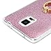 Note 4 Case,Samsung Galaxy Note 4 Case - 360 Degree Rotating Metal Ring Kickstand with Bling Shiny Sparkle Detachable Back Shell Slim Fit Soft TPU Skin Gel Cover by Badalink - Hot Pink