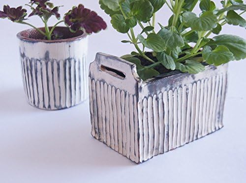 Textured Square Ceramic Planter Succulent Plant Pot 4.75 inch