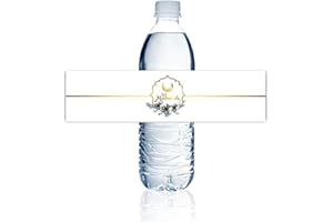 SWYOUN 42PCS Eid Mubarak Water Bottle Sticker Labels Ramadan Party Decorations(Gold)