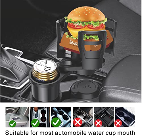 Car Cup Holder Extender，fit Water Bottle 14oz-24 oz and Snack Cups，2 in 1 Multifunctional with Adjustable Base,Adjustable After Inserting, Suitable for Most car Cup Holders