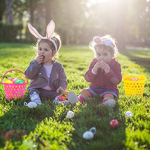 12 Pack Easter Eggs Baskets for Kids,9.4"Plastic Bucket filled with Grass Easter Theme Party Favors - Thumbnail 6