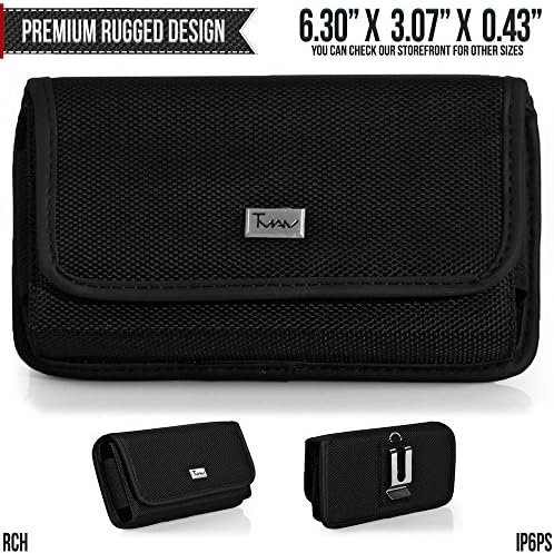 Xiaomi Mi A1 Belt Pouch, TMAN [Rugged Canvas Horizontal] Metal Clip Holster/Hook Loop Closure Cover with Belt Loop Carrying Protective - Fits Cellphone without any Case