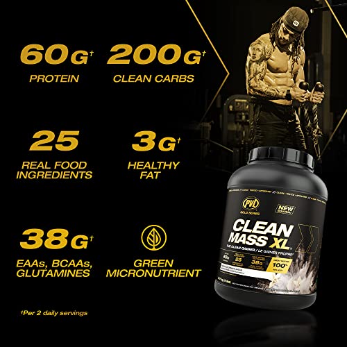 PVL Clean Mass XL | Mass Weight Gainer - Real food ingredients - complete Protein powder (10LBS, Vanilla Ice Crean)