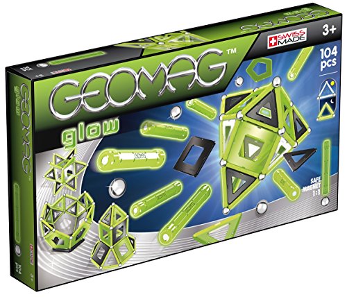 Geomag Glow Kit – 104 Piece Glow in the Dark Magnetic Construction Set