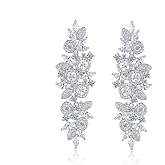 14K Gold Natural Crystal Chandelier Earrings for Women,Unique Branch Design Moissanite Drop Earrings,Luxury Jewelry Gift for Her