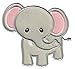 PatchMommy Elephant Patch, Iron On/Sew On - Appliques for Kids Children (Grey/Pink)