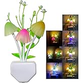 Sensor Led Night Light, Color Changing Plug-in LED Mushroom Light Dream Bed Lamp Cute NightLight Sweet Night Lights for Kids
