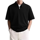 Mens Polo Shirts Short Sleeve Quarter Zip Golf Shirt Vintage Solid Collared Tshirt Loose Fit Casual Stylish Tops