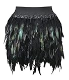 8028 - Plus Size Sexy Feather Mini Skirt Black