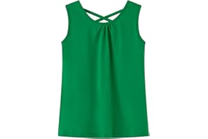 Noomelfish Girls Criss Cross Back Tank Tops Soft Jersey Cotton Sleeveless Shirts (3-12 Years)