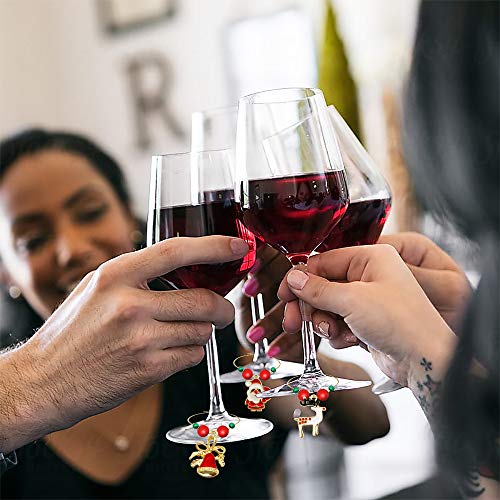 MOVINPE 30 Pieces Wine Glass Charms, Christmas Themed Wine Glass Markers Tags, Drink Markers Goblet Ring Wine Accessories