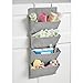 mDesign Chevron Wall Mount/Over Door Fabric Closet Storage Organizer for Toys, Baby/Kids Clothing - Pack of 2, 4 Pockets, Gray/Cream