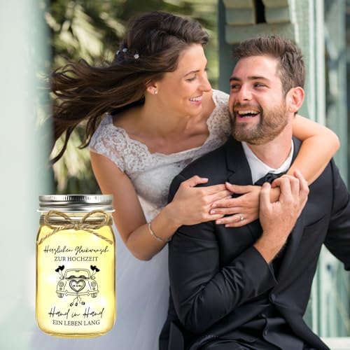Hiipeefeel Money Gift Wedding Gifts for Bride and Groom, LED Bottle Light Money Box, Engagement Gift for Both, Honeymoon, Honeymoon, Honeymoon, Gift for Bride and Groom