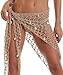 BeadChica Women Crochet Beach Cover up Fishnet Sarong Wrap With Shells Pailletes